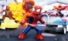 feature image for our webman simulator codes guide, the image features a roblox version of spider man as he stands by a police car covered in webs, there are also two other roblox spider mans behind him