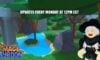 Feature image for our Mage Tycoon codes guide. It shows a Roblox character in a mage costume in front of a pond in a forest.