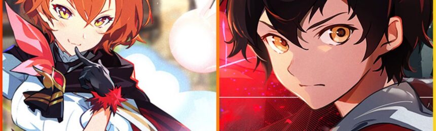 feature image for our tower of god great journey tier list, the image features promo art of two characters from the series, including the main character bam