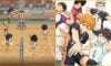 feature image for our haikyuu touch the dream codes guide, the image features promo art for the game of a variety of characters from the franchise as they pose in volleyball stances wearing different sporting uniforms, there is also a screenshot of gameplay of small versions of each character taking part in a volleyball game