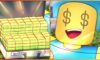 feature image for our noob factory simulator codes, the image features promo art for the game of a roblox character smiling with dollar signs for eyes, as well as a drawing of a briefcase that is open with stacks of money inside as it glows