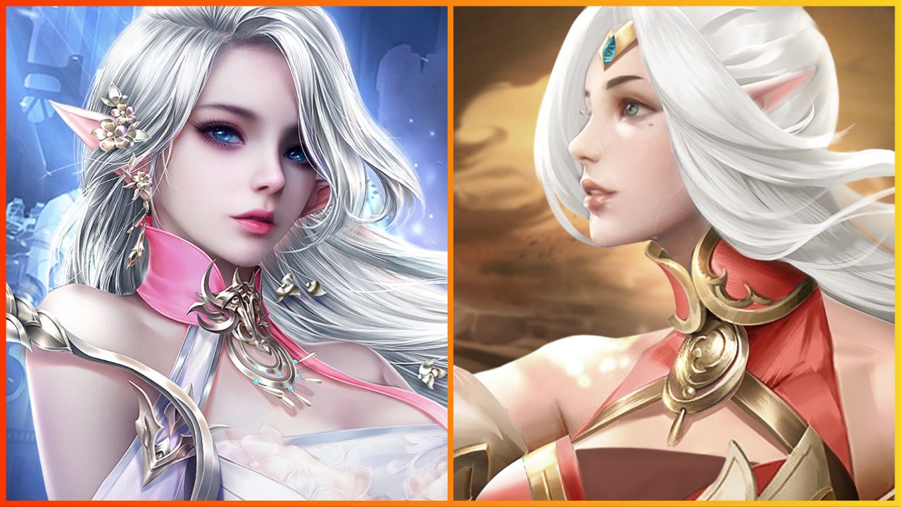 feature image for our chaos immortal era tier list, the image features promo art of two female elves as they wear fantasy themed clothing