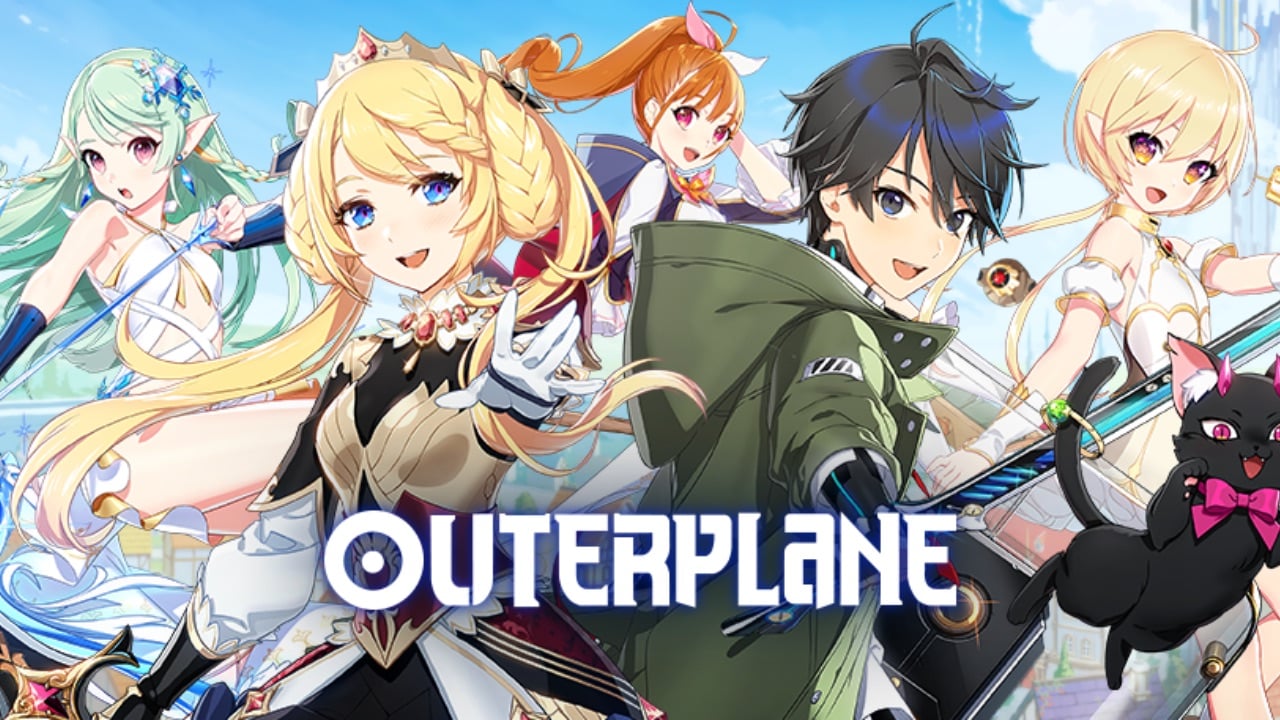The featured image for our Outerplane codes guide, featuring the cast of the game gathered in a group, smiling at the camera.