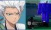 feature image for our project mugetsu hyorinmaru guide, the image features a screenshot of toshiro from the bleach series, as well as a screenshot of a roblox character standing next to a tall roblox character who looks like a hollow from bleach