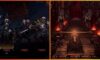 feature image for our darkest dungeon 2 tier list, the image features screenshots from the game of the stagecoach travelling through the decaying world, there is also a screenshot of a party of characters with what looks to be HP bars underneath them as they hold their weapons