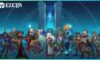 feature image for our ezetta prophecy codes, the image features official promo art of some of the heroes from the game, with some being elves and demons, some of them are holding out their weapons such as swords, they are standing in front of what looks to be a stone temple