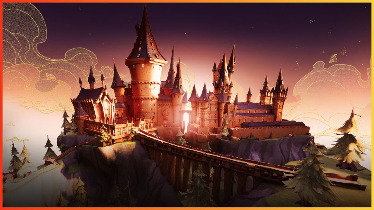 feature image for our harry potter: magic awakened social club guide, the image features promo art of hogwarts, including the bridge that students must walk across to access the school