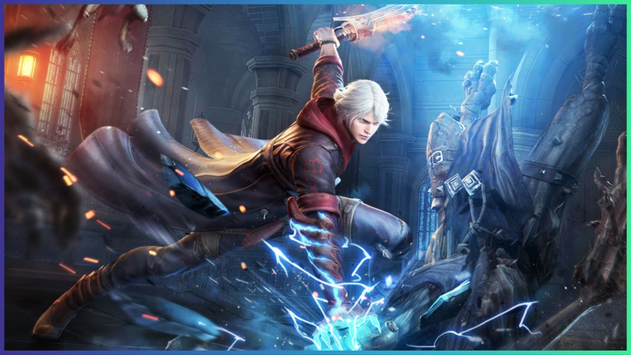 feature image for our devil may cry: peak of combat tier list, the image features promo art of dante punching the ground as electricity sparks around his arm, he is holding a weapon up with his other arm as rubble flies everywhere