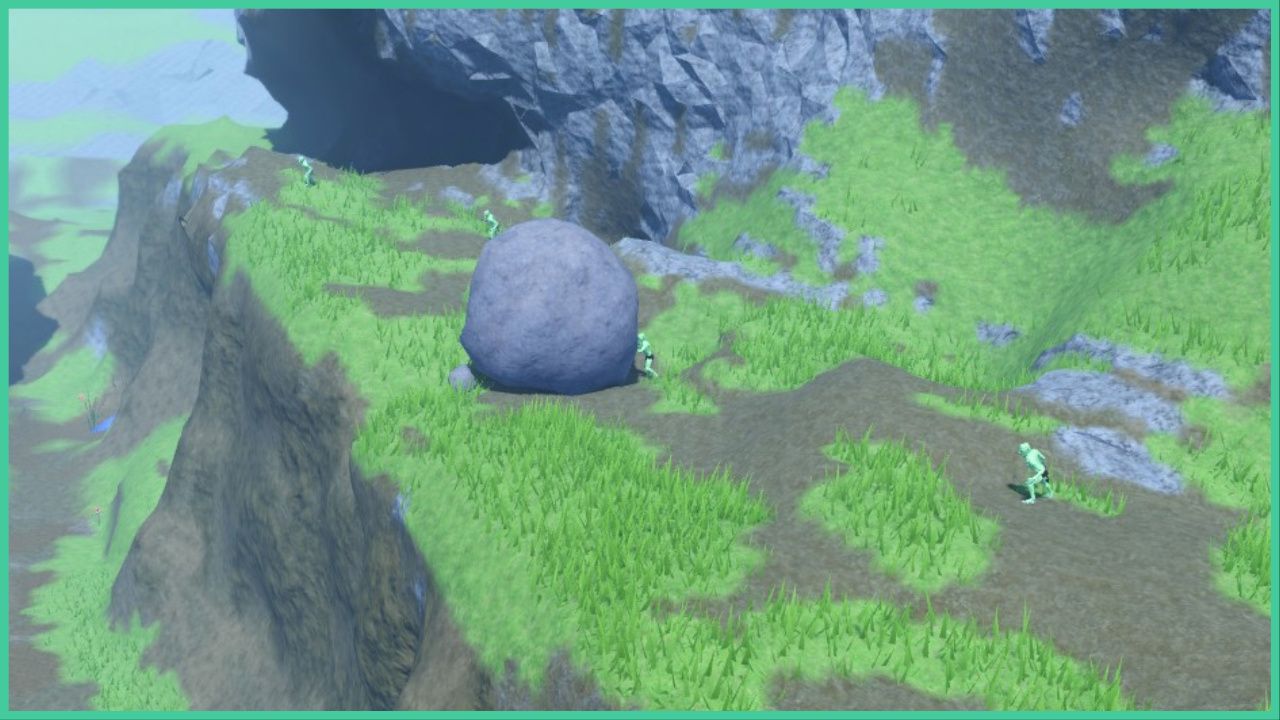 feature image for our dystovia crypt guide, the image features a screenshot from the first cutscene in the game of some goblins pushring large rocks off of a cliff
