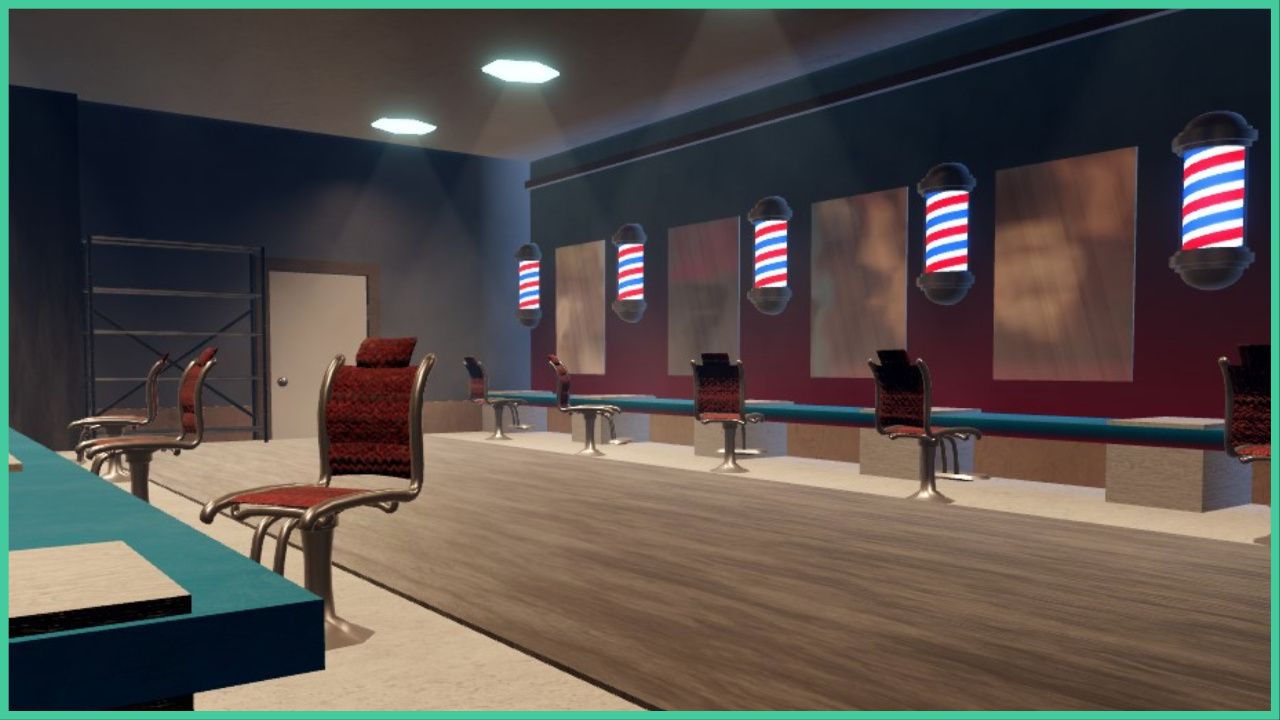 feature image for our peroxide map guide, the image features a screenshot of the barbers in karakura town, with chairs and mirrors for customers