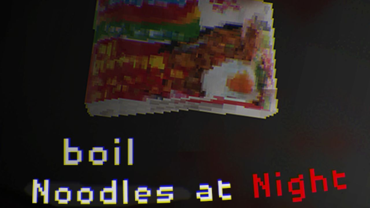 Feature image for our Boil Noodles At Night news. It shows a promo image with a model of a pack on Indomie Mi Goreng on a kitchen counter.