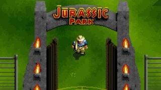 A character from the game running into the Jurassic park.