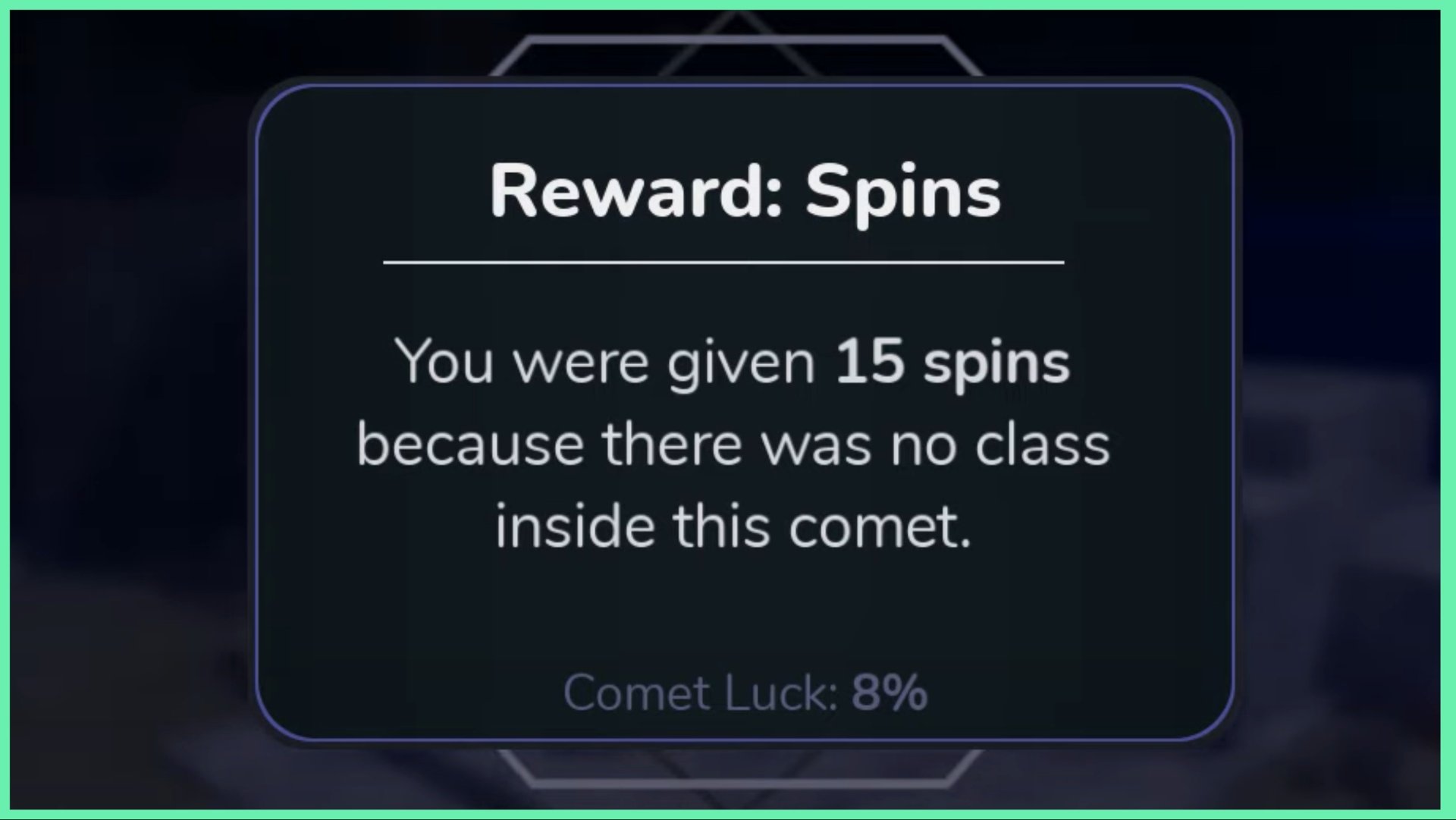 the image for our comet guide shows a player who opened the comet and was awarded with spins