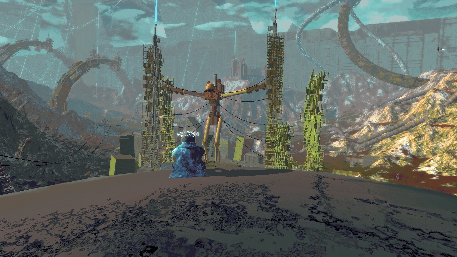 a machine overlooking decaying megastructure. image is from game V.A Proxy.