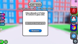 A screenshot of the code redemption menu in Roblox game Pop Bubbles For UGC.