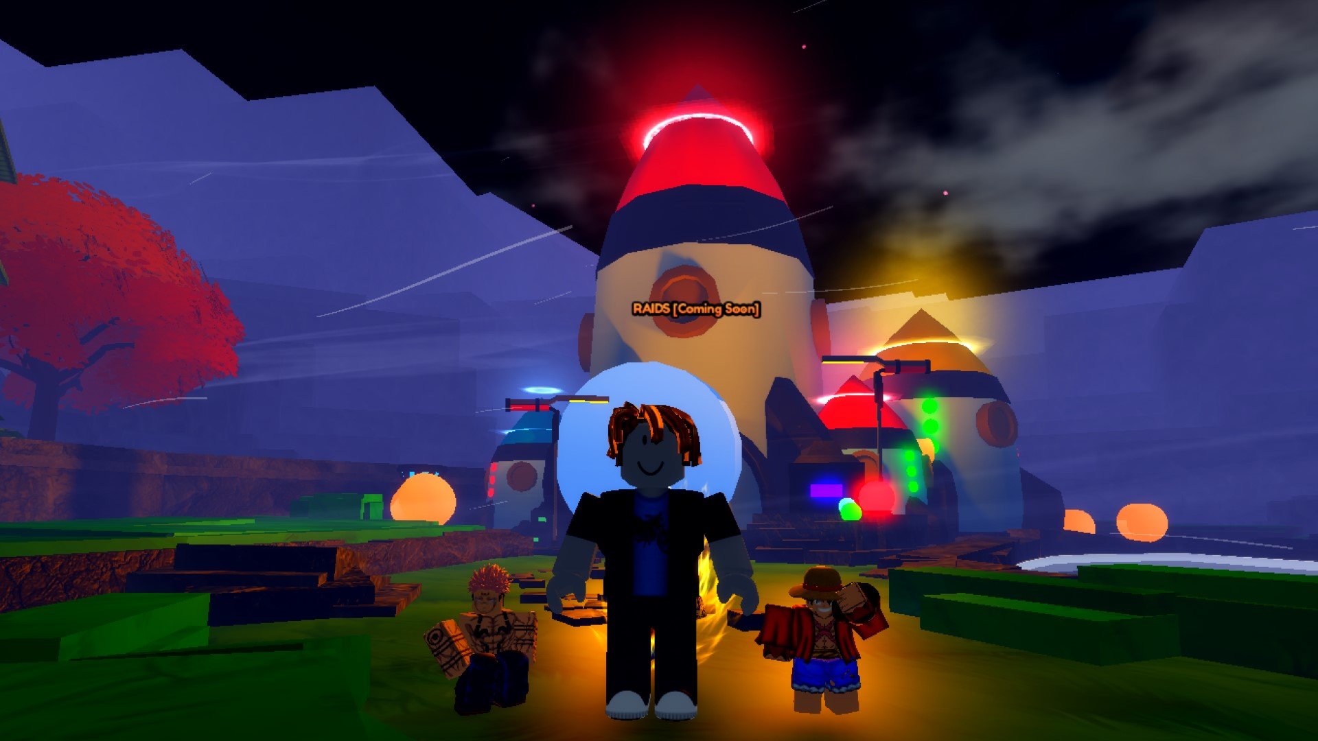 A character from Roblox game Anime Last Stand standing in front of a series of rockets.