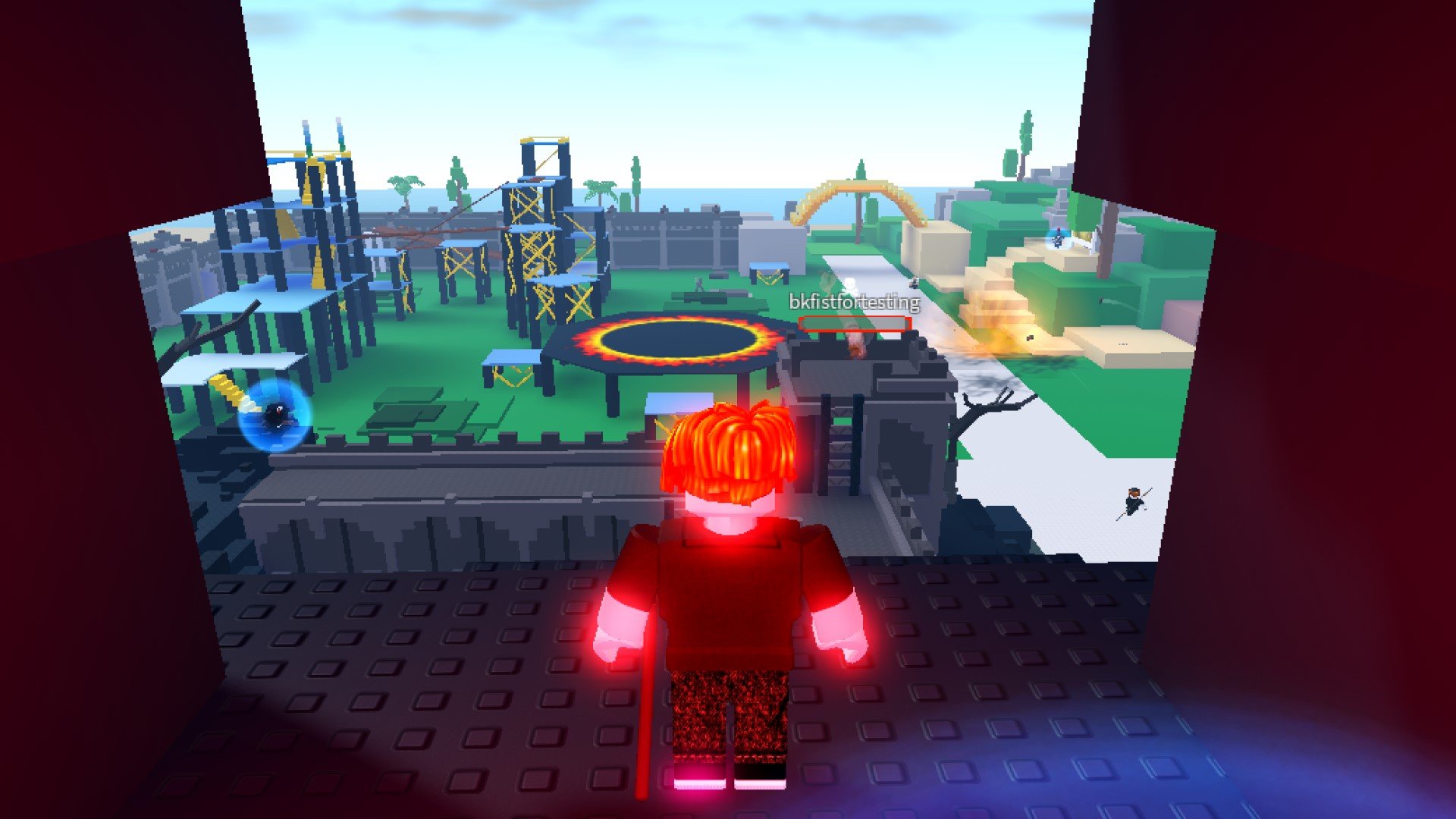 A character from Roblox game Combat Warriors looking out over a battlefield.