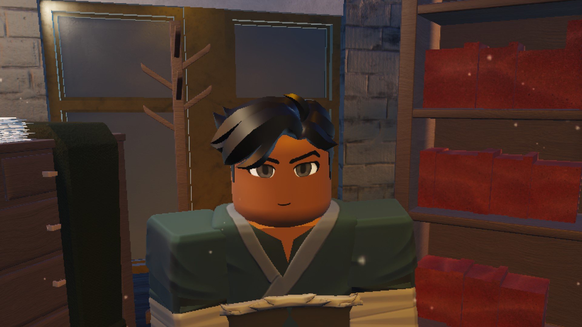 A character from Roblox game RoBending standing in some kind of training room.