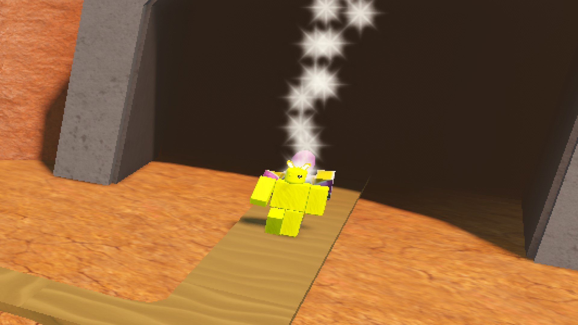 An image of the Golden Bunny enemy from Roblox game All Star Tower Defense. This enemy is part of The Hunt event.