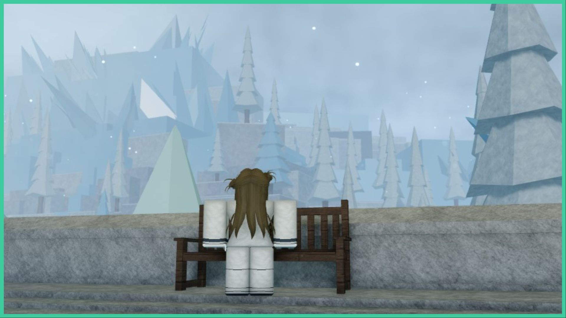 feature image for our type soul true hogyoku guide, it shows a quincy player standing in front of a bench looking out at the snowy forest, with snow-covered trees and mountains as snowflakes fall down from the sky