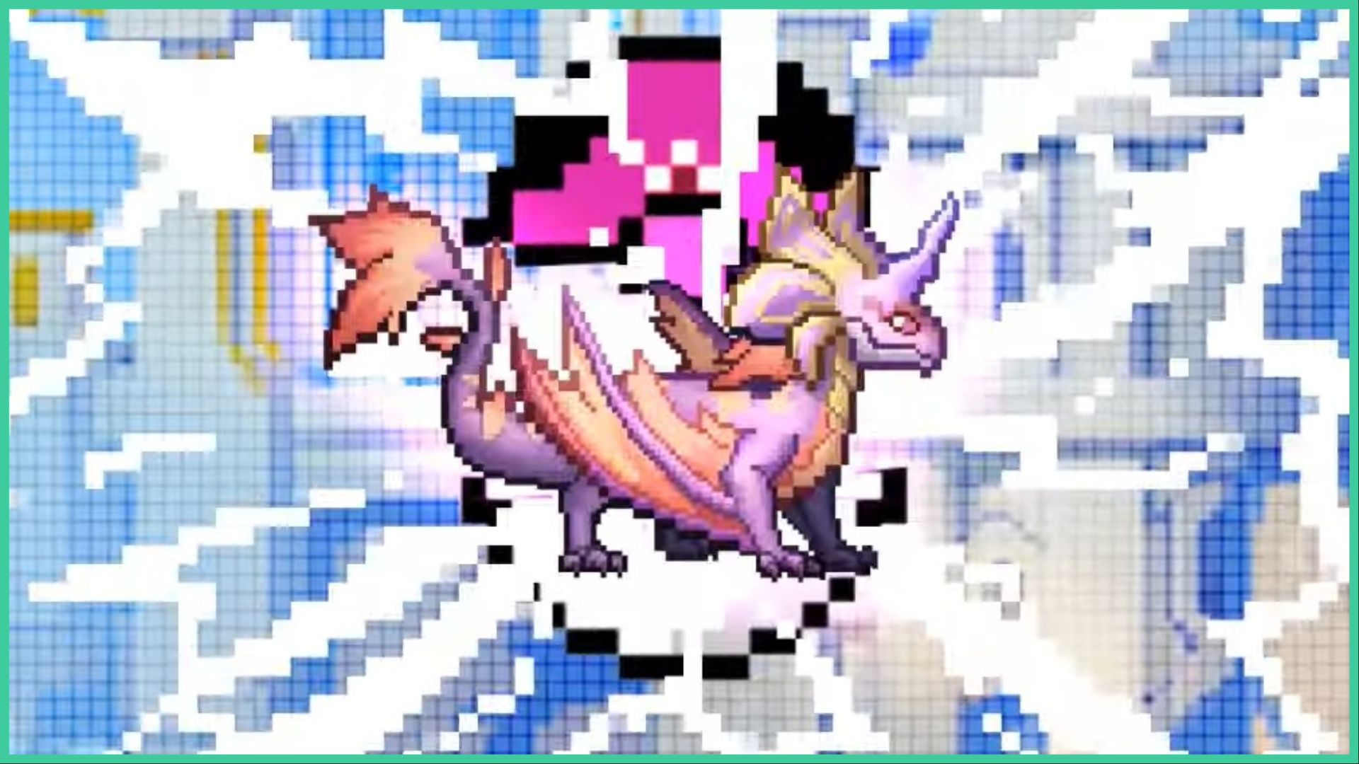 feature image for our zero to hero pixel saga tier list, it's a screenshot from the trailer of the game with a pixelated purple dragon with pastel orange details coming out of an exploding egg