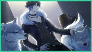  Image shows a character called Shadow from Celestia Chain of Fate standing with two wolves.