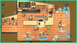 A cafe in Beetle Be Right Back as pixelated animals sit around tables and the staff stand behind the counter. A cafe in Beetle Be Right Back as pixelated animals sit around tables and the staff stand behind the counter.