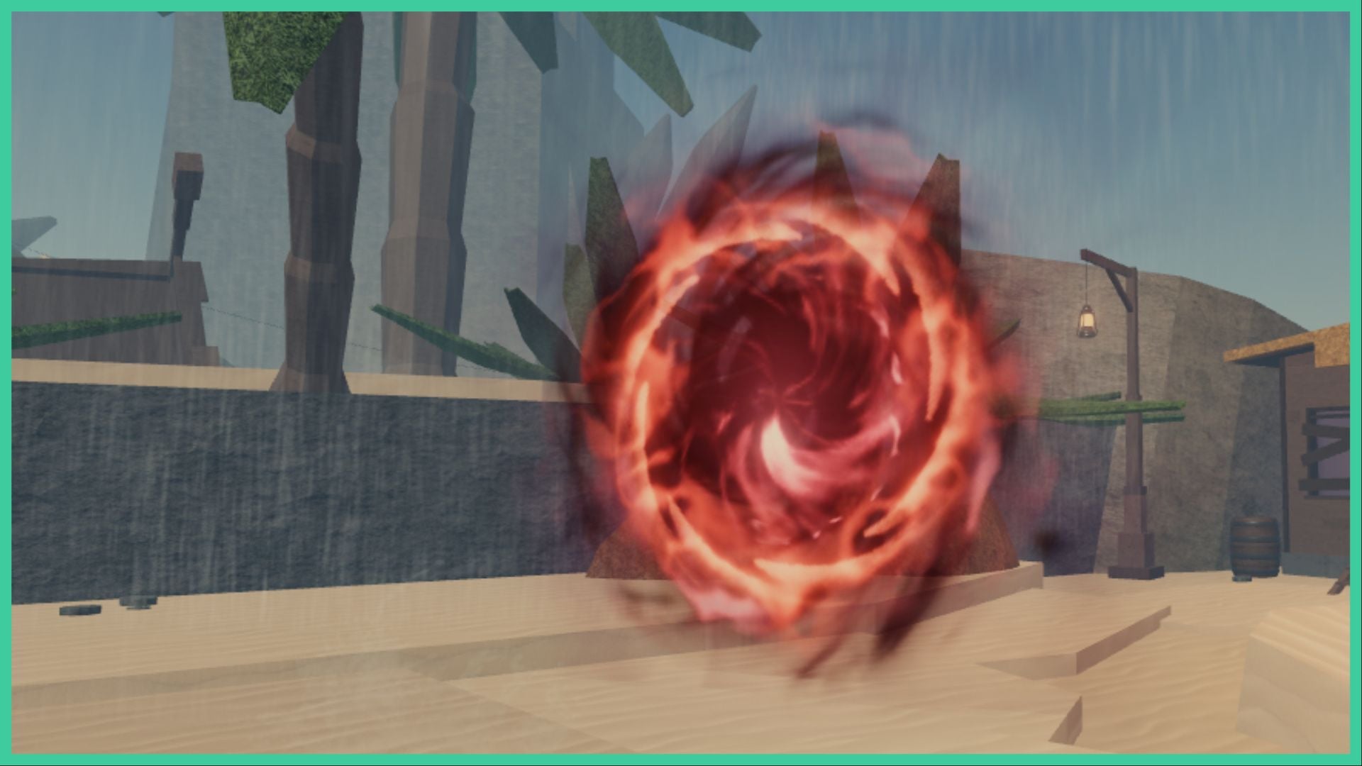 One of the rifts that you must enter to get Shards, which you need to give to the Merlin NPC to obtain the Fisch Gilded Staff. The Rift is a swirling portal with red, orange, and black,