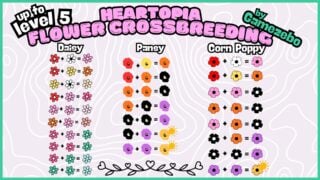 The crossbreeding colour chart for three kinds of flowers in Heartopia, including the Daisy, Poppy, and Pansy. The crossbreeding colour chart for three kinds of flowers in Heartopia, including the Daisy, Poppy, and Pansy.