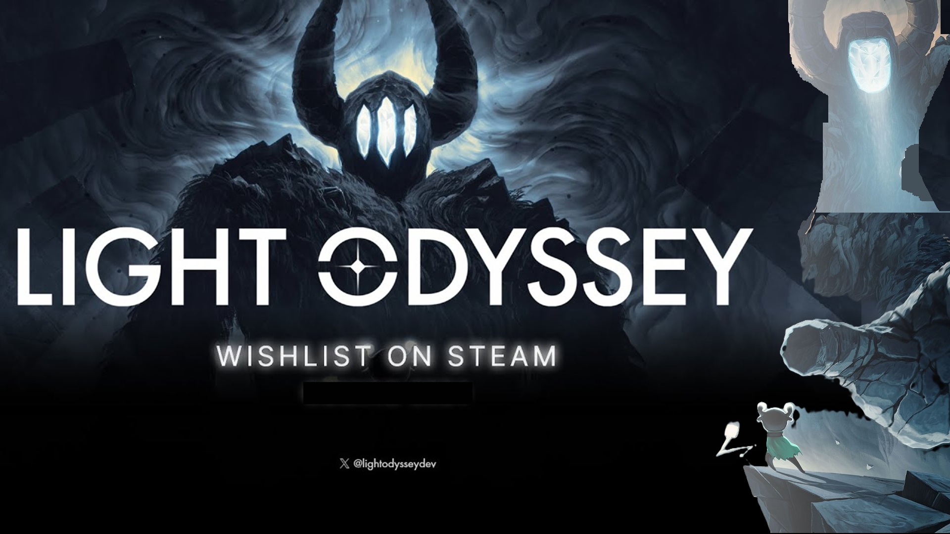 featured image for our news on Action Adventure Light Odyssey. It shows a creature with horns and three eyes that shine like light.