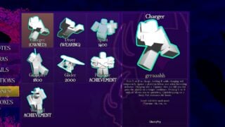 A screenshot from Nullscape showing the Class Select screen. The Charger class is selected, showing a blank avatar mid-charge. A screenshot from Nullscape showing the Class Select screen. The Charger class is selected, showing a blank avatar mid-charge.