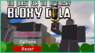 image shows the title screen for legendary bloxy cola