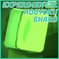 image shows the experimental hogyoku shard in a players hand with a green border and green text with the items name in the top right corner. image shows the experimental hogyoku shard in a players hand with a green border and green text with the items name in the top right corner.