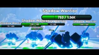 A screenshot from the Anime Squadron trailer, showing a number of Shadow Warrior units, figure resembling dark humanoids in armour, holding swords, running forwards across a glowing floor. A screenshot from the Anime Squadron trailer, showing a number of Shadow Warrior units, figure resembling dark humanoids in armour, holding swords, running forwards across a glowing floor.