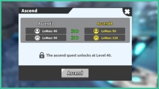image shows the ascension menu in-game